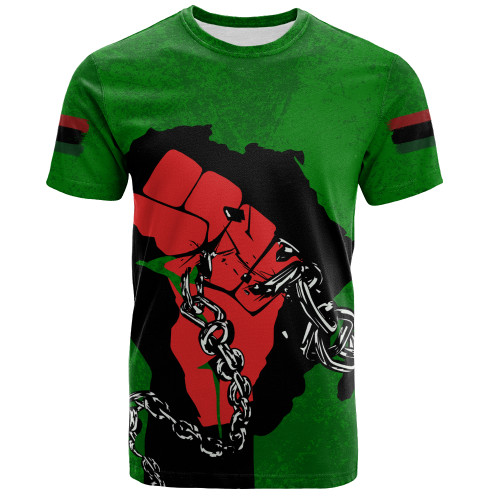 Pan-African T-Shirt Map African With Chain Breaking