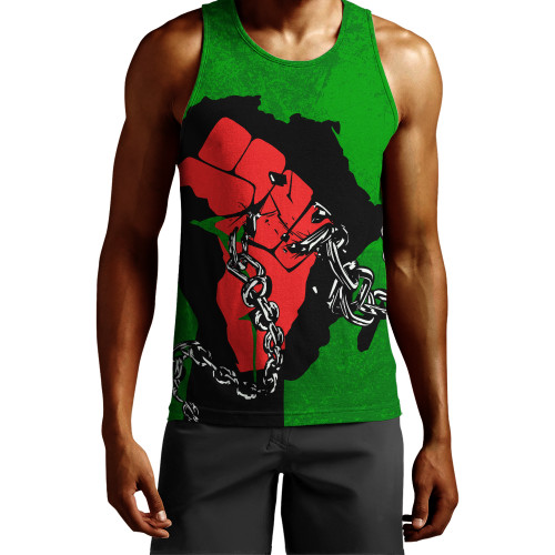 Pan-African Tank Top Map African With Chain Breaking