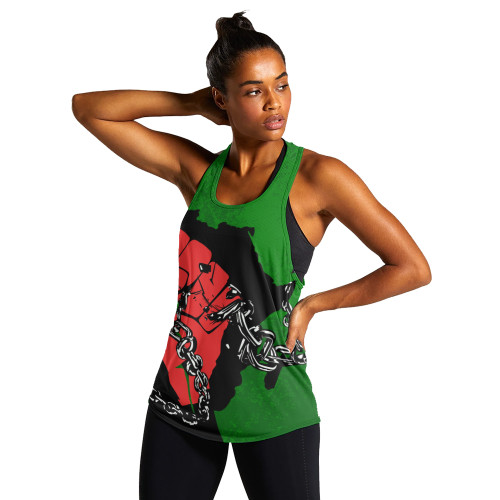 Pan-African Women Tank Map African With Chain Breaking