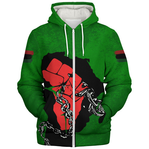 Pan-African Sherpa Hoodie Map African With Chain Breaking