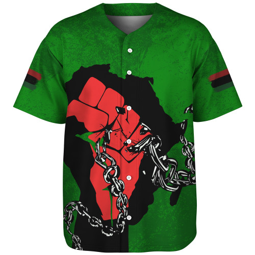 Pan-African Baseball Shirt Map African With Chain Breaking