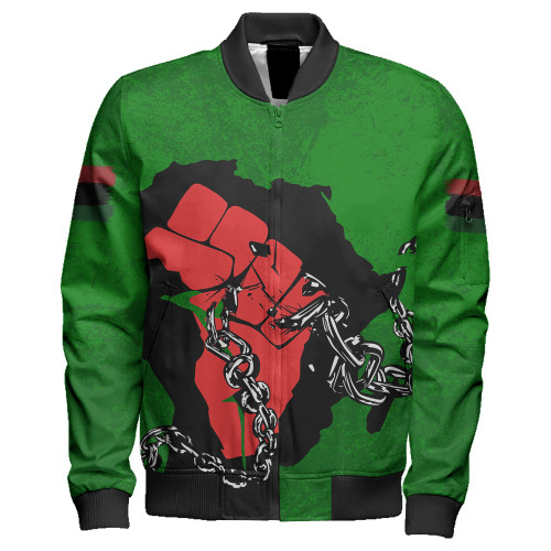 Pan-African Zipper Bomber Jacket Map African With Chain Breaking