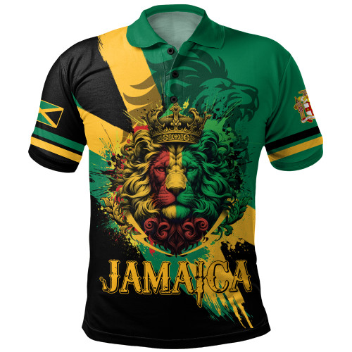 Jamaica Polo Shirt Flag Kingdom Lion Vintage Style