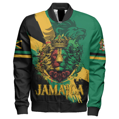 Jamaica Zipper Bomber Jacket Flag Kindom Lion Vintage Style