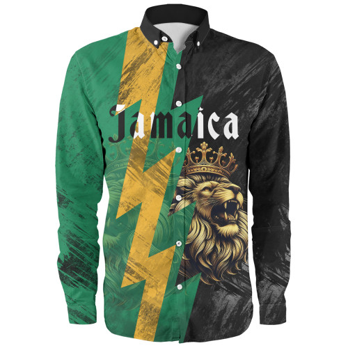 Jamaica Long Sleeve Shirt Lion Thunder Vintage Style