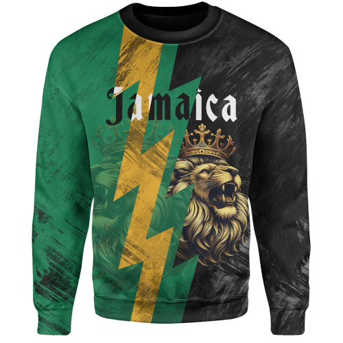 Jamaica Sweatshirt Lion Thunder Vintage Style