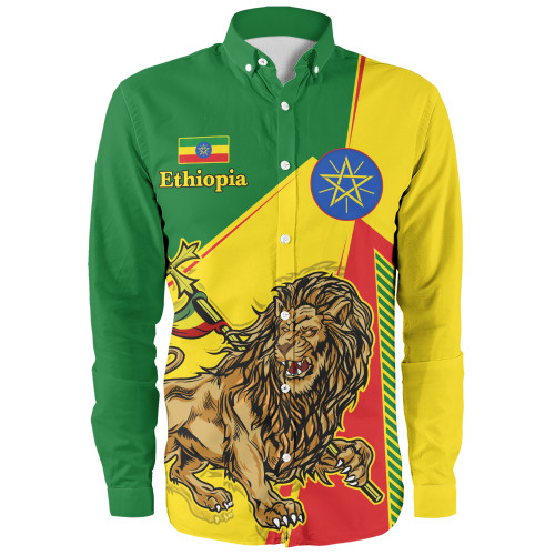 Ethiopia Long Sleeve Shirt National Lion Unity Style