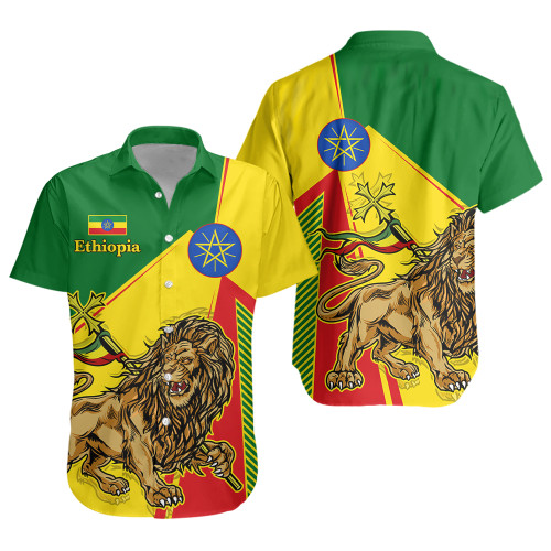 Ethiopia Short Sleeve Shirt National Lion Unity Style