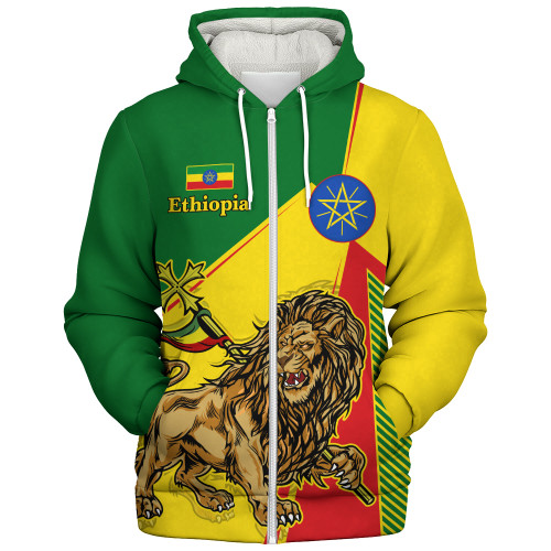 Ethiopia Sherpa Hoodie National Lion Unity Style