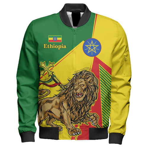 Ethiopia Zipper Bomber Jacket National Lion Unity Style