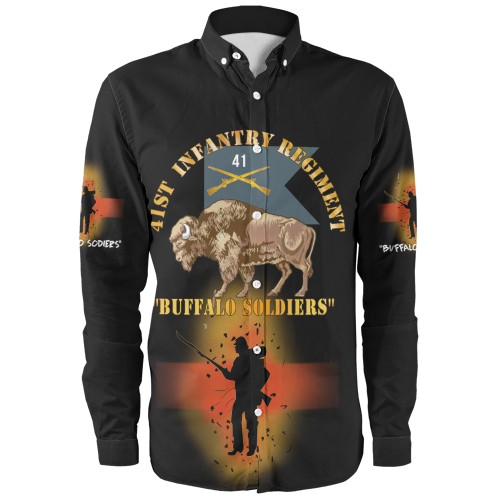 Buffalo Soldiers Long Sleeve Shirt 41st Infantry Regiment Buffalo Soldiers With Regimental