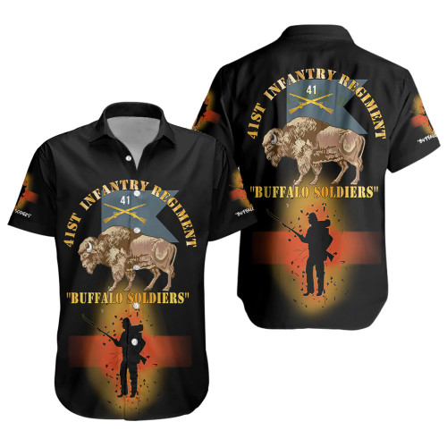 Buffalo Soldiers Short Sleeve Shirt 41st Infantry Regiment Buffalo Soldiers With Regimental