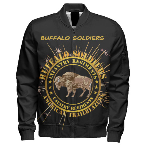 Buffalo Soldiers Zipper Bomber Jacket Army Cavalry And Infantry Regiments