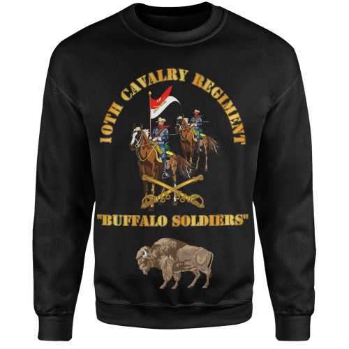Buffalo Soldiers Sweatshirt Army 10th Cavalry Regiment With Cavalrymen And Guidon