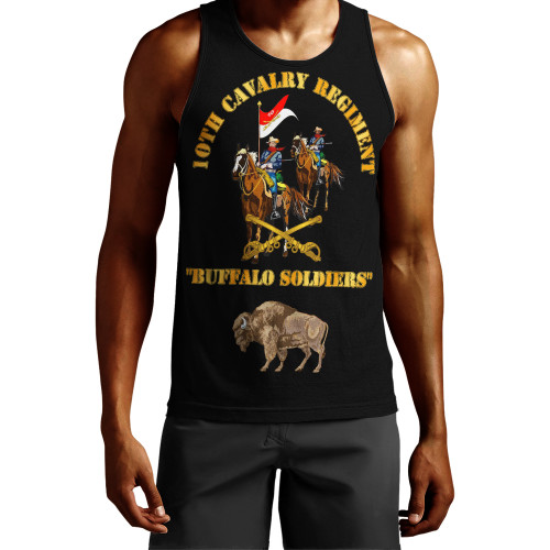 Buffalo Soldiers Tank Top Army 10th Cavalry Regiment With Cavalrymen And Guidon