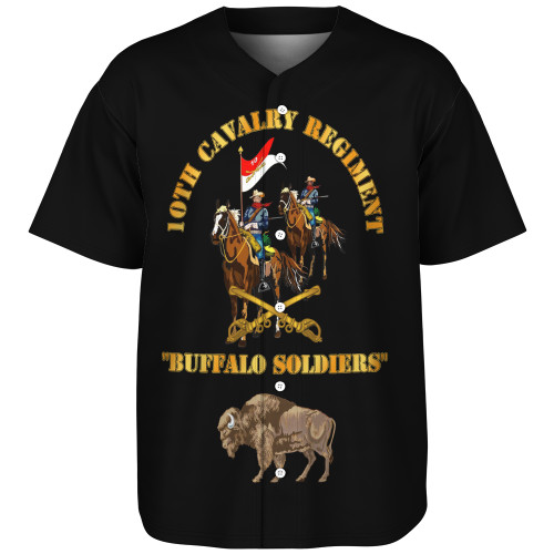 Buffalo Soldiers Baseball Shirt Army 10th Cavalry Regiment With Cavalrymen And Guidon