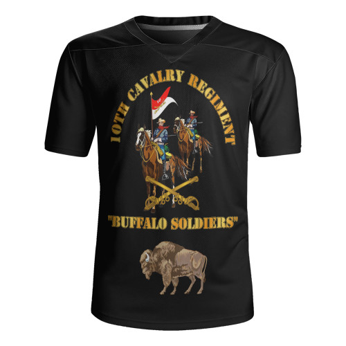 Buffalo Soldiers Rugby Jersey Army 10th Cavalry Regiment With Cavalrymen And Guidon