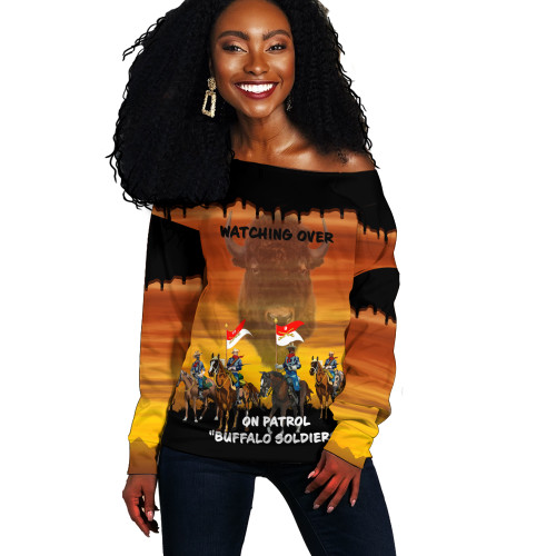 Buffalo Soldiers Off Shoulder Sweatshirt Army On Patrol In The Old West