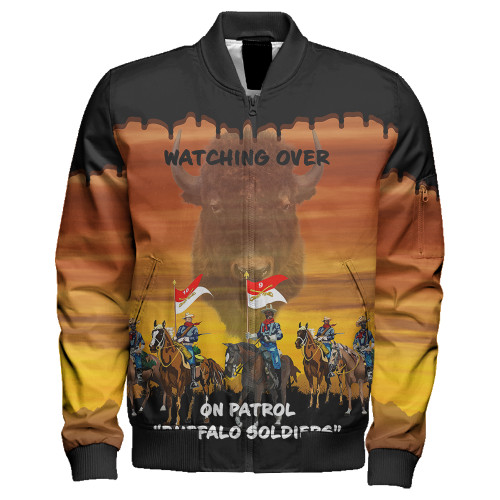 Buffalo Soldiers Zipper Bomber Jacket Army On Patrol In The Old West