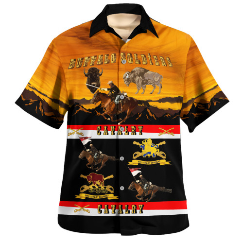 Buffalo Soldiers Hawaiian Shirt Cavalrymen And Guidons In Western Sunset