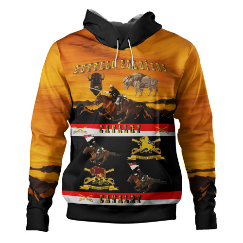 Buffalo Soldiers Hoodie Cavalrymen And Guidons In Western Sunset