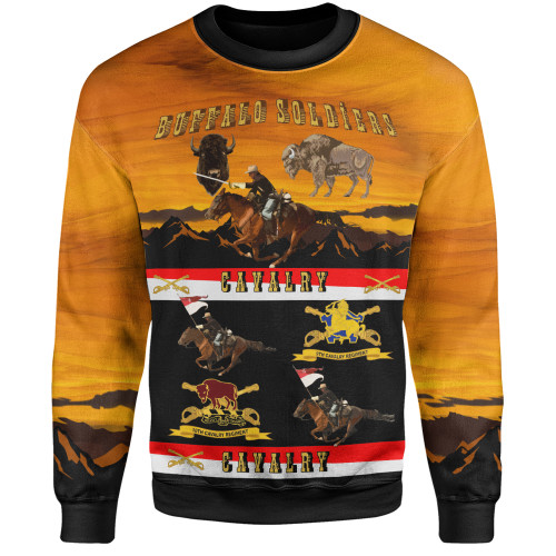 Buffalo Soldiers Sweatshirt Cavalrymen And Guidons In Western Sunset