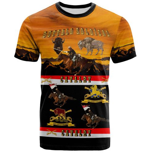 Buffalo Soldiers T-Shirt Cavalrymen And Guidons In Western Sunset