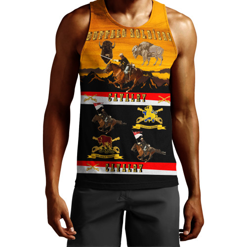 Buffalo Soldiers Tank Top Cavalrymen And Guidons In Western Sunset