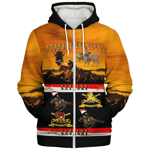 Buffalo Soldiers Sherpa Hoodie Cavalrymen And Guidons In Western Sunset