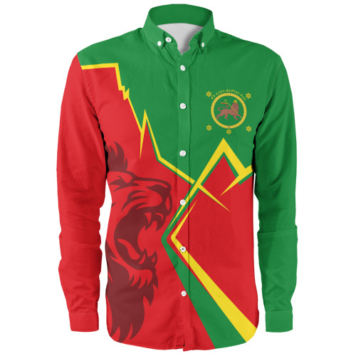 Ethiopia Long Sleeve Shirt Lion Lightning Style