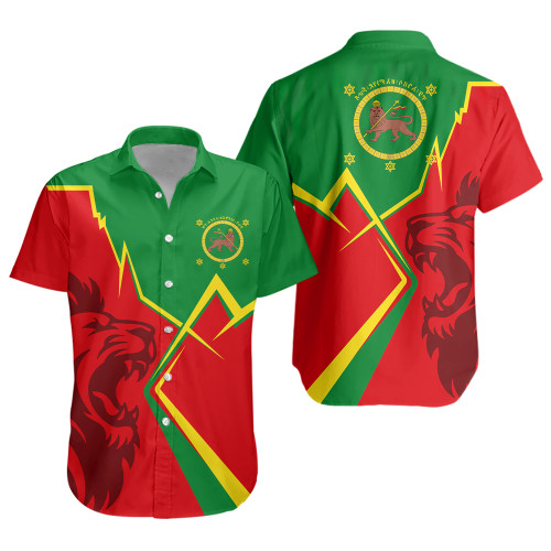 Ethiopia Short Sleeve Shirt Lion Lightning Style