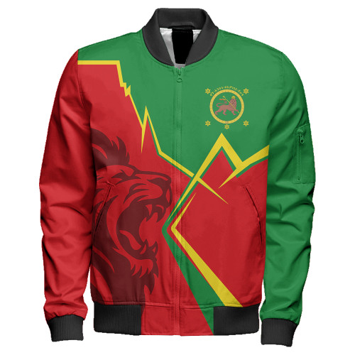 Ethiopia Zipper Bomber Jacket Lion Lightning Style