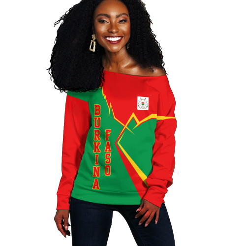 Burkina Faso Off Shoulder Sweatshirt Lightning Style