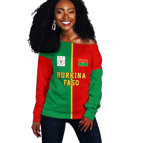 Burkina Faso Off Shoulder Sweatshirt Half Circle