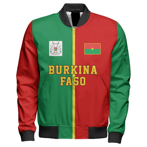 Burkina Faso Zipper Bomber Jacket Half Circle
