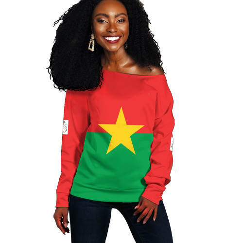 Burkina Faso Off Shoulder Sweatshirt Flag Original Style