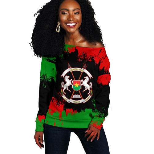 Burkina Faso Off Shoulder Sweatshirt Face Style