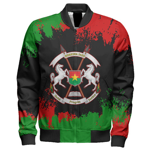 Burkina Faso Zipper Bomber Jacket Face Style