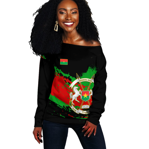 Burkina Faso Off Shoulder Sweatshirt Tip Style