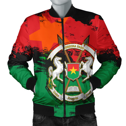 Burkina Faso Bomber Jacket Coat Of Arms Grunge Style
