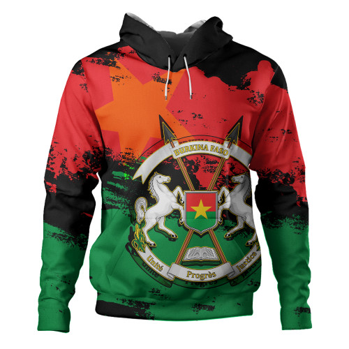 Burkina Faso Hoodie Coat Of Arms Grunge Style