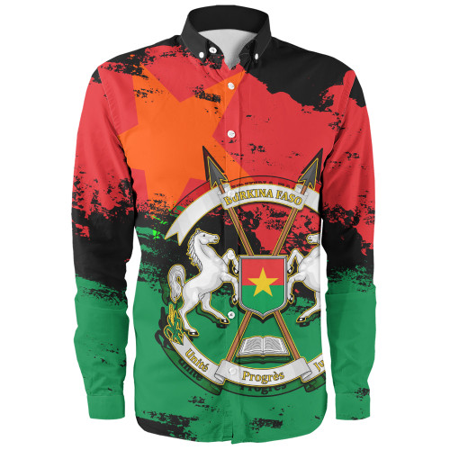 Burkina Faso Long Sleeve Shirt Coat Of Arms Grunge Style
