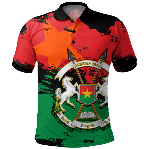 Burkina Faso Polo Shirt Coat Of Arms Grunge Style