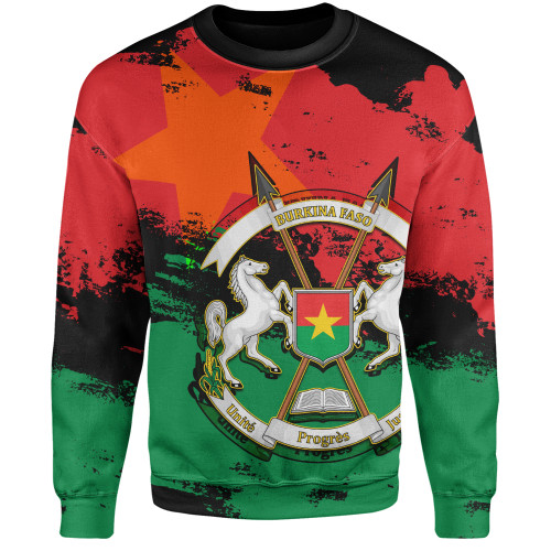 Burkina Faso Sweatshirt Coat Of Arms Grunge Style