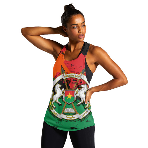 Burkina Faso Women Tank Coat Of Arms Grunge Style