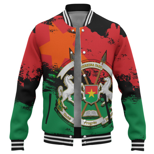 Burkina Faso Baseball Jacket Coat Of Arms Grunge Style