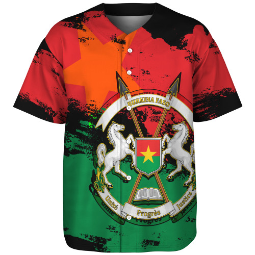 Burkina Faso Baseball Shirt Coat Of Arms Grunge Style