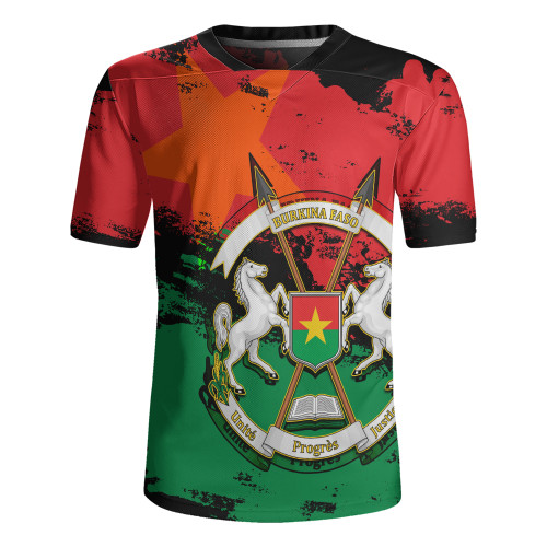 Burkina Faso Rugby Jersey Coat Of Arms Grunge Style