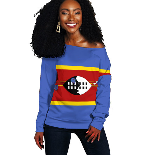 Eswatini Off Shoulder Sweatshirt Flag Original Style