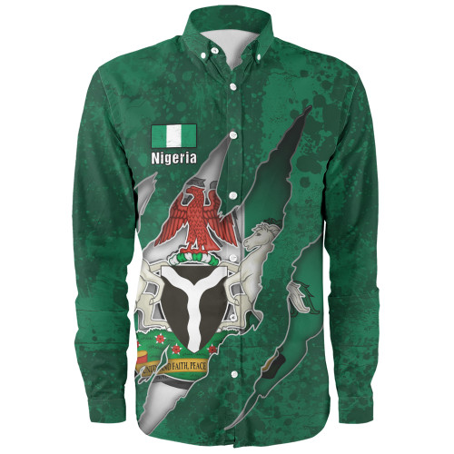 Nigeria Long Sleeve Shirt Coat Of Amrs Scratches Cracks Style